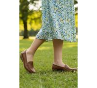 Down To Earth Women's Classic Wedge Loafer with Slip On Comfort Design in Tan | Size: 7 Down To Earth Tan 7