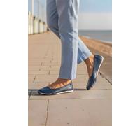 Down To Earth Women's Leather Perforated Comfort Ballet Flat with Cushioned Insole in Navy | Size: 4 Down To Earth Navy 4