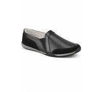 Down To Earth Women's Leather Perforated Slip On Comfort Shoe in Black | Size: 6 Down To Earth Black 6