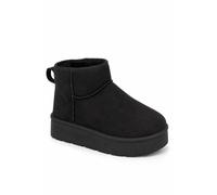 Down To Earth Women's Platform Ankle Boots with Faux Fur Lining in Black | Size: 6 Down To Earth Black 6