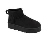 Down To Earth Women's Platform Ankle Suede Boots with Faux Fur Lining in Black | Size: 6 Down To Earth Black 6