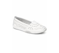 Down To Earth Women's Slip On Laser Cut Comfort Shoe in White | Size: 4 Down To Earth White 4