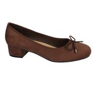 Down To Earth Women's Wide Fit Low Block Heel Court Shoes with Bow Detail in Brown | Size: 5 Down To Earth Brown 5