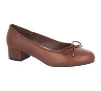 Down To Earth Women's Wide Fit Low Block Heel Court Shoes with Bow Detail in Dark Brown | Size: 5 Down To Earth Dark Brown 5