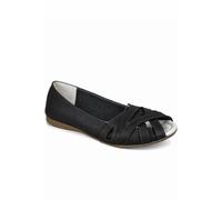 Down To Earth Women's Woven Front Peep Toe Flat Shoes in True Black | Size: 4 Down To Earth True Black 4
