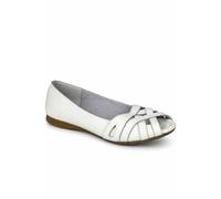 Down To Earth Women's Woven Front Peep Toe Flat Shoes in Warm White | Size: 7 Down To Earth Warm White 7
