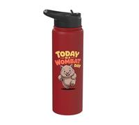 Down Under Awesome Furry Aesthetic Sweet Whimsical Wombat Stainless Steel Insulated Water Bottle