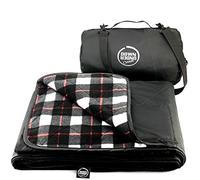 DOWN UNDER OUTDOORS Large Waterproof Windproof Extra Thick 350 GSM Quilted Fleece Stadium Blanket, Machine Washable Camping Picnic & Outdoor, Beach, Baseball,Dog, 82 x 55 (Black & White Check)