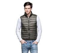 Down Vest Autumn and Winter Men's Down Vest Casual Lightweight Down Warm Solid Sleeveless Jacket Men's Portable Pocket Vest(Green,M)