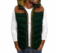 Down Vest Autumn Winter Men's Down Vest Casual Waistcoat Sleeveless Jackets Hooded Vest Outwear Warm Coat Zipper Hooded Vest(Green,5XL)