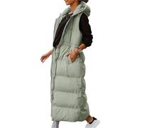 Down Vest Fashion Down Jacket Long Comfy Puffer Vest Windproof Winter Female Down Jacket(Green,L)