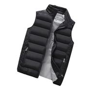 Down Vest Men Vest Windproof Vest Men Sleeveless Vest Winter Jacket Casual Coat Men Down Cotton Warm Thicken Waistcoat Thick Gilet(Black,XL)