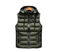 Down Vest Men's Loose Casual Jacket Sleeveless Zipper Down Vest Male Solid Color Warm Vests Mens Stand-up Collar Oversize(Green,5XL)