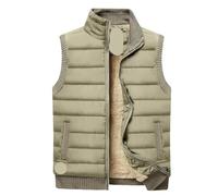 Down Vest Stand Collar Jacket Vest for Men's Winter Sleeveless Down Vest Mens Work Vest Outdoor Jacket Men's Thermal Soft Vest(Khaki,XXXS)
