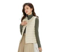 Down Vest Women Sleeveless Puffer Vest Women's Ultra Light Down Vest Women Two Ways Waistcoat Portable Warm Sleeveless Winter Liner(Beige,XXXL)