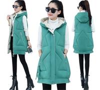 Down Vest Women's Winter Sleeveless Cotton Padded Hooded Vest Long Vest Warm Down Cotton Coat Lady Outwear Female Oversize Vest(Green,S)