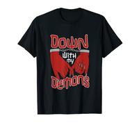 Down With My Demons Deal Handshake Aesthetic Humour Goth T-Shirt