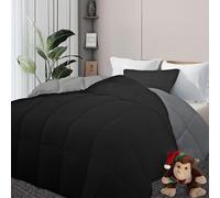 DOWNCOOL Comforter Oversize King Size, Reversible Duvet Insert, Black/Grey All Season Blanket, Lightweight Quilt, Down Alternative Hotel Comforter with Corner Tabs (Black/Gray, 116x98 Inches)