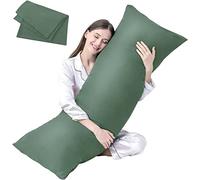 DOWNCOOL Luxury Full Body Pillow Insert with Fiber Cover - Ultra Soft Body Pillow for Sleeping - Breathable Long Bed Pillow Insert, 20"x54"(Sage Green, with Cover)