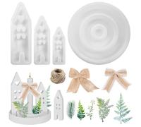 DOWNDRIFT Set of 4 Silicone Moulds Candle Holder Set Silicone Moulds for Casting Silicone Mould Christmas House Candle Holder Casting Moulds Silicone Houses Silicone Moulds for Soy Wax Candles Soap