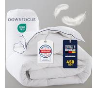 DOWNFOCUS Comfort Down Duvet 155 x 220 cm, 100% Cotton Duvet with Down and Feather Filling, Oeko-Tex, RDS Certified for Animal Welfare, All Year Feather Duvet (155 x 220 cm, White)
