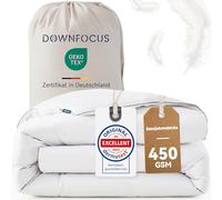 DOWNFOCUS Comfort Duvet 155 x 220 cm, 100% Soft Feathers and Down, Oeko-Tex, RDS Certified for Animal Welfare, All-Year Feather Duvet Down Duvet, 155 x 220 cm, Cover Made of 100% Cotton