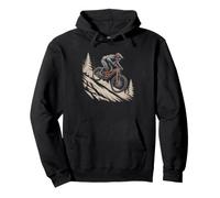 Downhill Mountain Bike Full Face Helmet Minimal Line Art Pullover Hoodie
