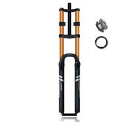 Downhill Mountain Bike Suspension Fork 26/27.5/29 Inch 1-1/8 Straight MTB Air Fork 180mm Travel Double Shoulder Front Fork 15mm Thru Axle/QR 9mm Disc Brake Front Forks Manual Lockout(27.5Gold RA)