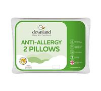 Downland Anti Allergy Pillow 2 Pack - Hypoallergenic & Anti Bacterial Bed Pillows for Back & Side Sleepers | Soft, Breathable & Machine Washable Pillows for Allergy Sufferers (46x69cm)