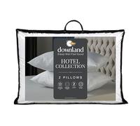 Downland Hotel Collection Pillows 2 Pack - Satin Stripe Hotel Quality Bed Pillows, Hollowfibre Filled, Soft & Supportive for Back & Side Sleepers, Hypoallergenic & Machine Washable (46x69cm)