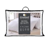 Downland Hotel Collection Pillows 6 Pack - Satin Stripe Hotel Quality Bed Pillows, Hollowfibre Filled, Soft & Supportive for Back & Side Sleepers, Hypoallergenic & Machine Washable (46x69cm)