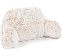 Downland Huggleland Long Hair Cuddle Cushion - Soft Reading Pillow with Arms for Adults, Backrest Support Pillow for Bed, Chair & Armchair Reading Cushion (Pink) - 45H x 39D x 89W cm