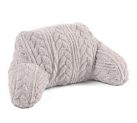 Downland Huggleland Reading Pillow with Arms - Soft Teddy Fleece Cuddle Cushion for Adults, Backrest Support Pillow for Bed, Chair & Armchair Reading Cushion (Pebble Grey) - 45H x 39D x 59W cm