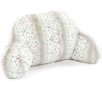 Downland Huggleland Reading Pillow with Arms - Soft Teddy Fleece Cuddle Cushion for Adults, Backrest Support Pillow for Bed, Chair & Armchair Reading Cushion (Snow Leopard) - 45H x 39D x 59W cm