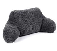 Downland Huggleland Reading Pillow with Arms - Soft Waffle Fleece Cuddle Cushion for Adults, Backrest Support Pillow for Bed, Chair & Armchair Reading Cushion (Charcoal) - 45H x 39D x 89W cm