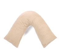Downland Huggleland Velvet Cord V Shape Soft Cosy Warm Comfy Support Orthopaedic Pillow, Nursing Pillow Maternity, pregnancy pillow, Reading, Back support, Neck Support 80x80cm (Beige)