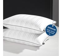 Downluxe Goose Down Pillows - Hotel Collection Feather Pillows for Back, Stomach or Side Sleepers, Queen Size Set of 2 (20"x28")
