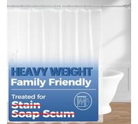 downluxe Heavy Duty Shower Curtain Liner Clear 3PCS - PEVA 8G Waterproof for Bathroom, Rust Proof Grommets, 72x72 Inches