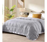 downluxe King Size Blanket with Satin Trim, Lightweight Down Alternative King Blanket for All Season, Machine Washable (Silver, 108 x 90 Inch)