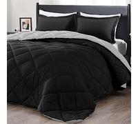 Downluxe King Size Comforter Set - Black and Grey 3-Piece Set - 1 Comforter (104"x92") and 2 Pillow Shams (20"x36")