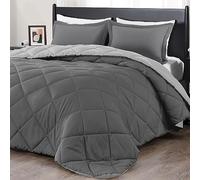 downluxe King Size Comforter Set - Charcoal and Grey King Comforter, Soft Bedding Sets for All Seasons -3 Pieces - 1 Comforter (104"x92") and 2 Pillow Shams(20"x36")