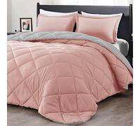 downluxe King Size Comforter Set - Pink and Grey King Comforter, Soft Bedding Sets for All Seasons -3 Pieces - 1 Comforter (104"x92") and 2 Pillow Shams(20"x36")