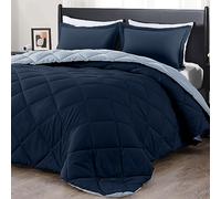 downluxe Millihome 3-Piece Diamond Pattern Lightweight Reversible King Comforter Set, Admiral Blue/Sudden Sapphire