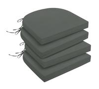 downluxe Outdoor Chair Cushions, Waterproof Round Corner Memory Foam Seat Cushions with Ties for Garden Patio Funiture, 17" x 16" x 2", Dark Grey, 4 Pack