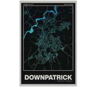 Downpatrick Street Map Poster Print | Northern Ireland | Gradient | A1 | Street Map Artwork, Clean Modern Aesthetic, Geographic Wall Decor, Workspace Display, Gold Inspired Finish