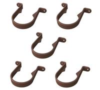 Downpipe Brackets - Round Drain Pipe Clips - 5 Pack Brown