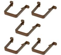 Downpipe Brackets - Square Drain Pipe Clips - 5 Pack Brown