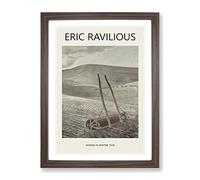 Downs In Winter By Eric Ravilious Exhibition Museum Painting Framed Wall Art Print, Ready to Hang Picture for Living Room Bedroom Home Office Décor, Walnut A4 (34 x 25 cm)
