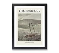 Downs In Winter By Eric Ravilious Exhibition Museum Painting Framed Wall Art Print, Ready to Hang Picture for Living Room Bedroom Home Office Décor, Black A4 (34 x 25 cm)