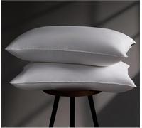 DOWNSTORIA Feather Down Pillow Standard Size, Hotel Bed Pillows for Sleeping, 2 Pack, Soft Medium Firm Pillows for Side Back Sleepers 20 x 26 in.